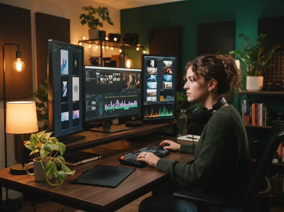 An editor cutting a long stream into short vertical clips