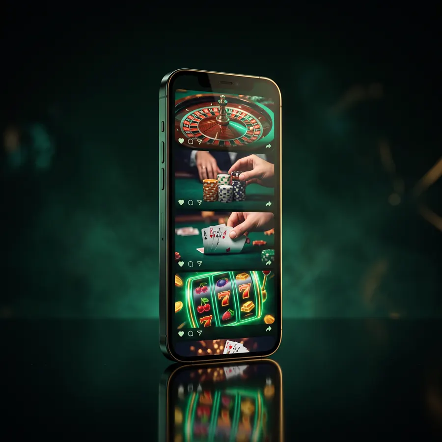 Phone showing a feed of casino clips
