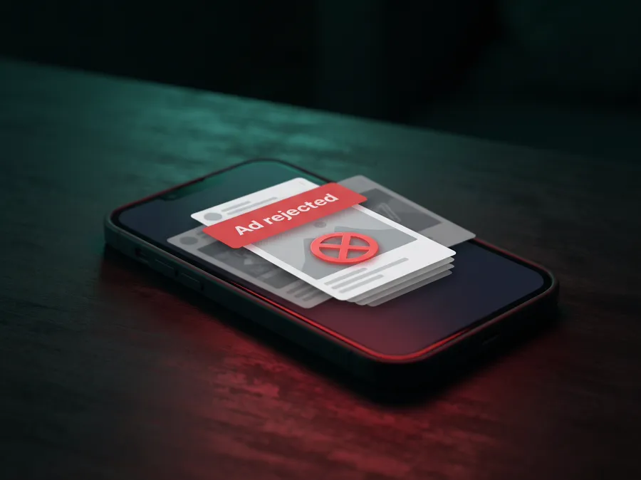 A phone showing an advertising campaign rejected
