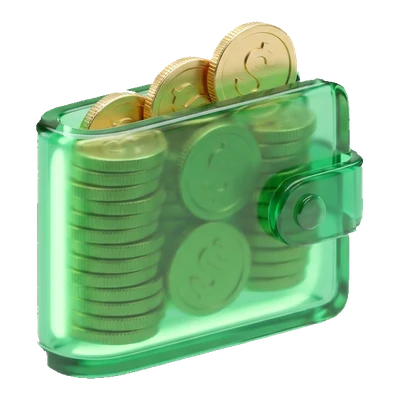 Wallet with coins
